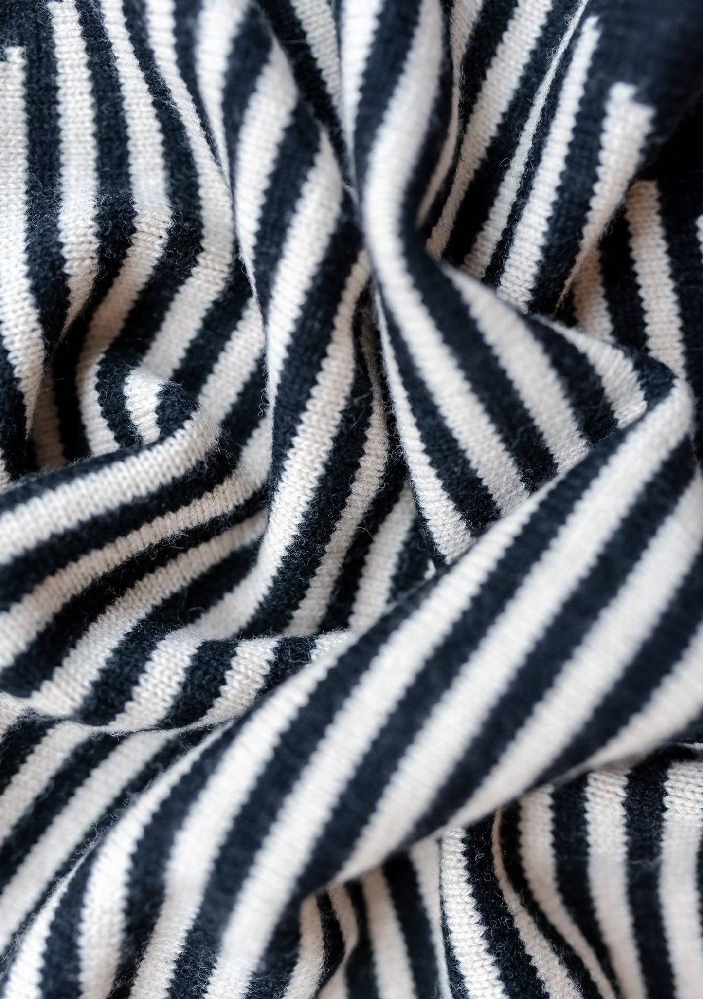 Merino Triangle Scarf - Black Stripe