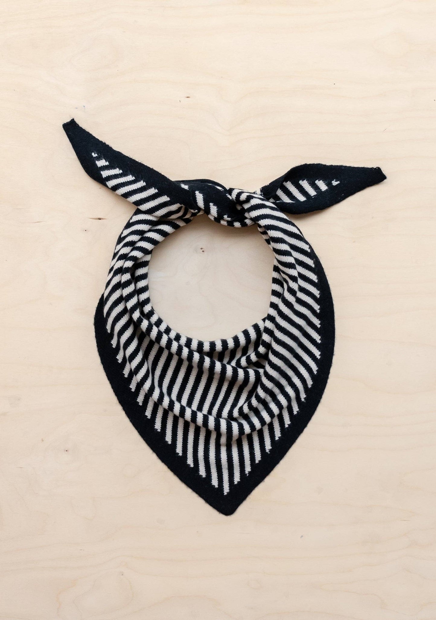 Merino Triangle Scarf - Black Stripe