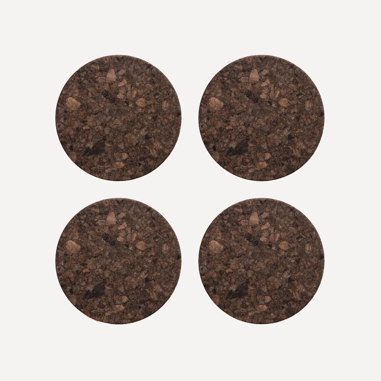 Round Natural Dark Cork Coasters - Set of 4