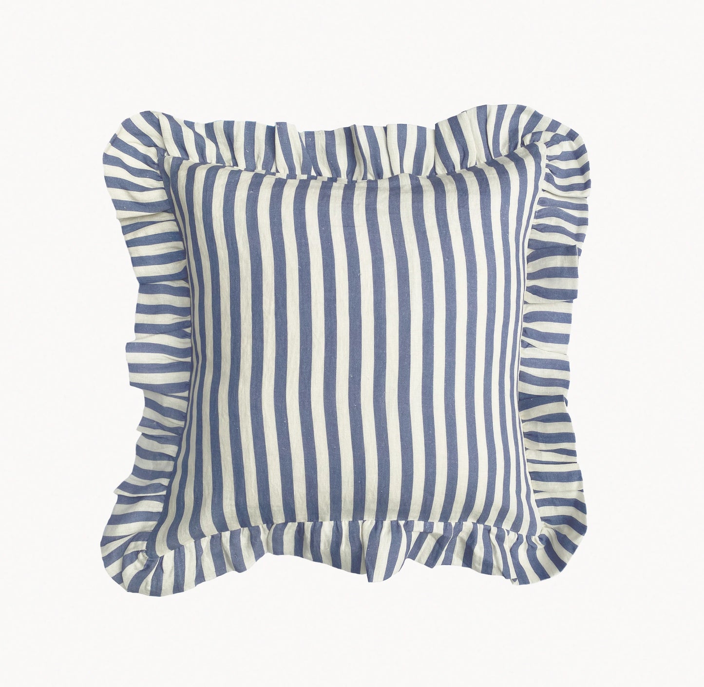 Ruffle Cushion - Folkstone Blue & Ivory