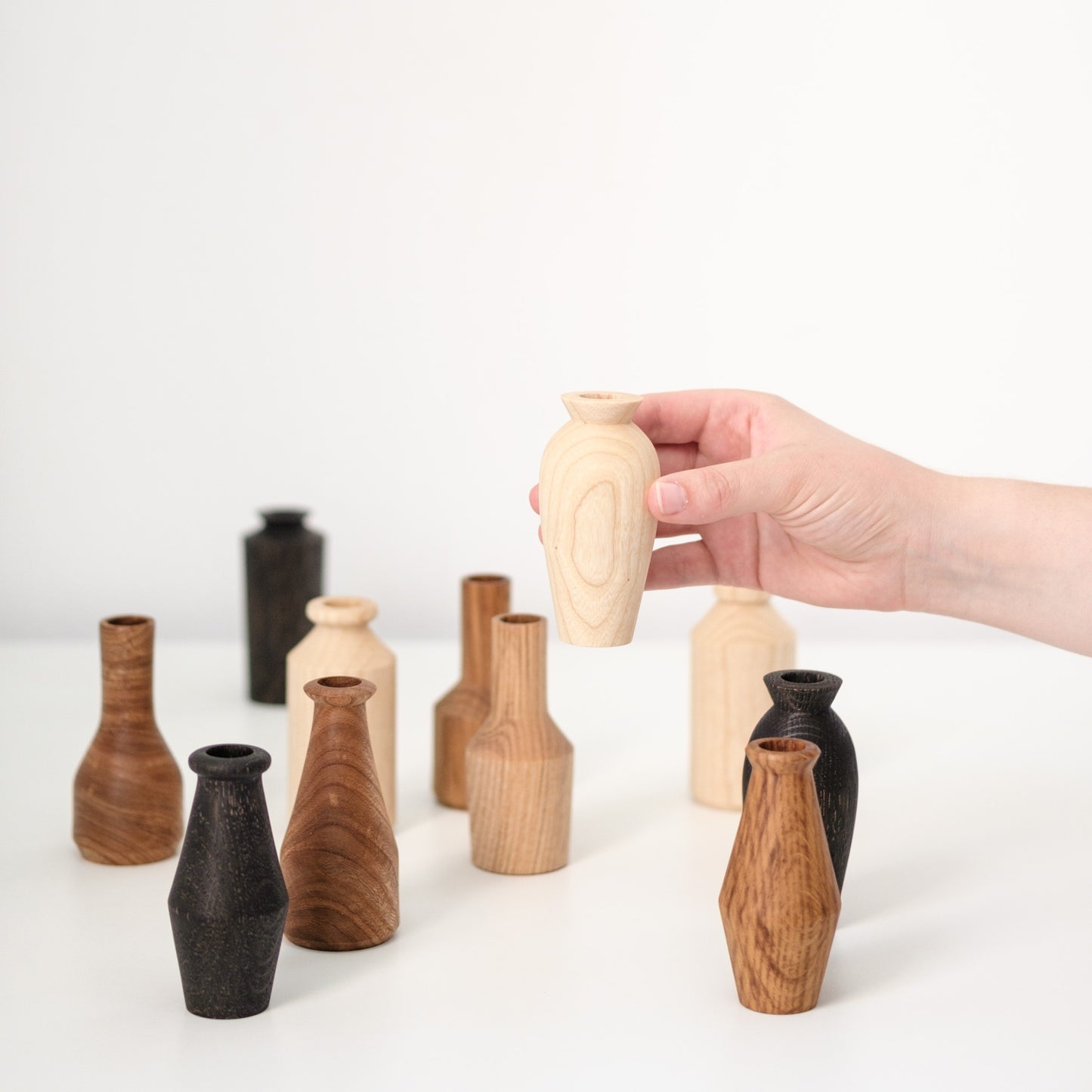 Set of 3 Bud Vases - Various Woods