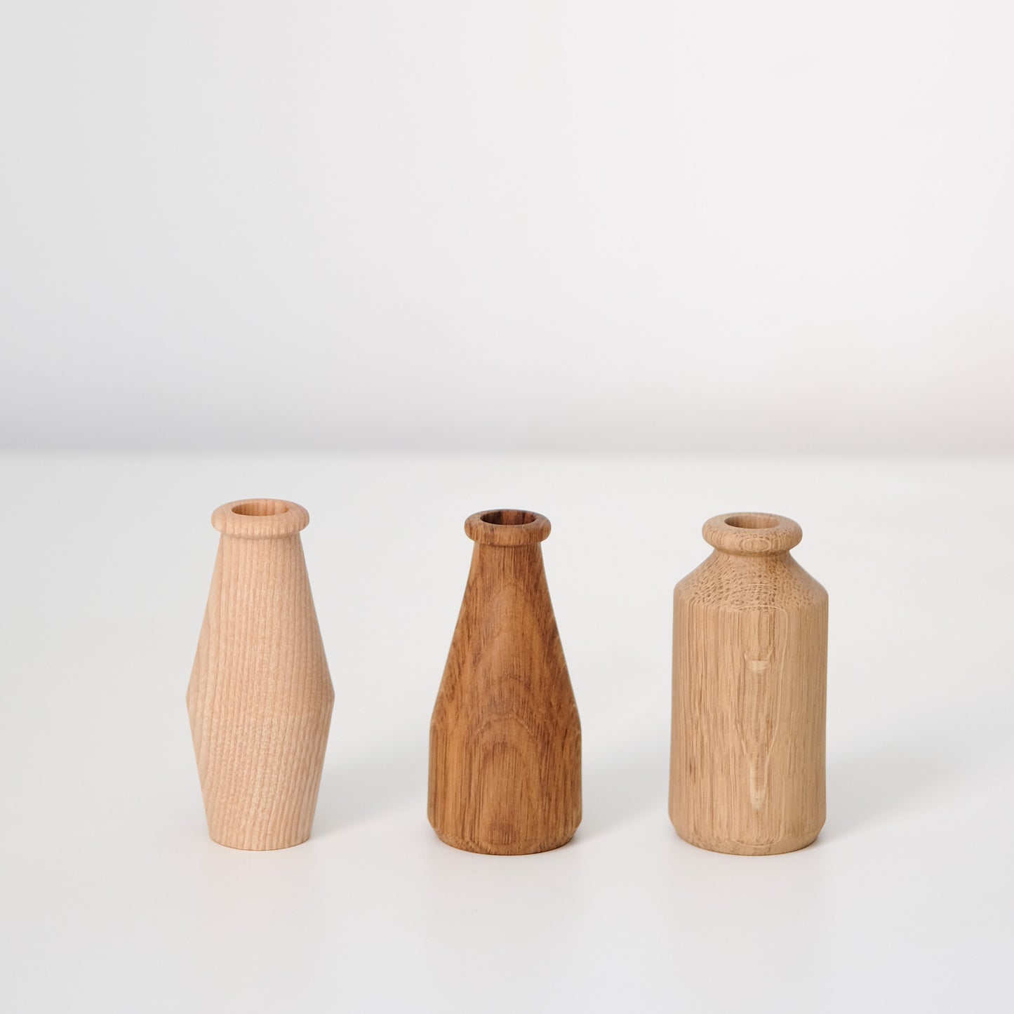 Set of 3 Bud Vases - Various Woods