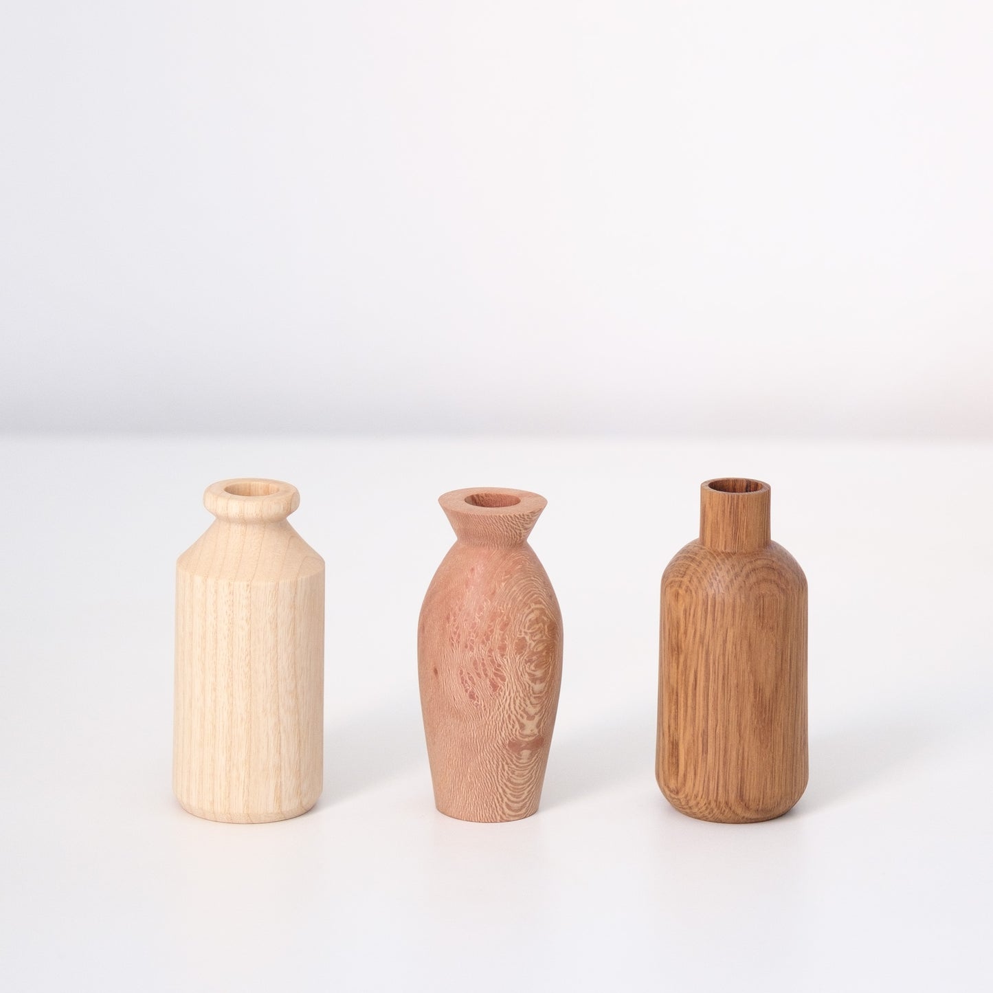 Set of 3 Bud Vases - Various Woods