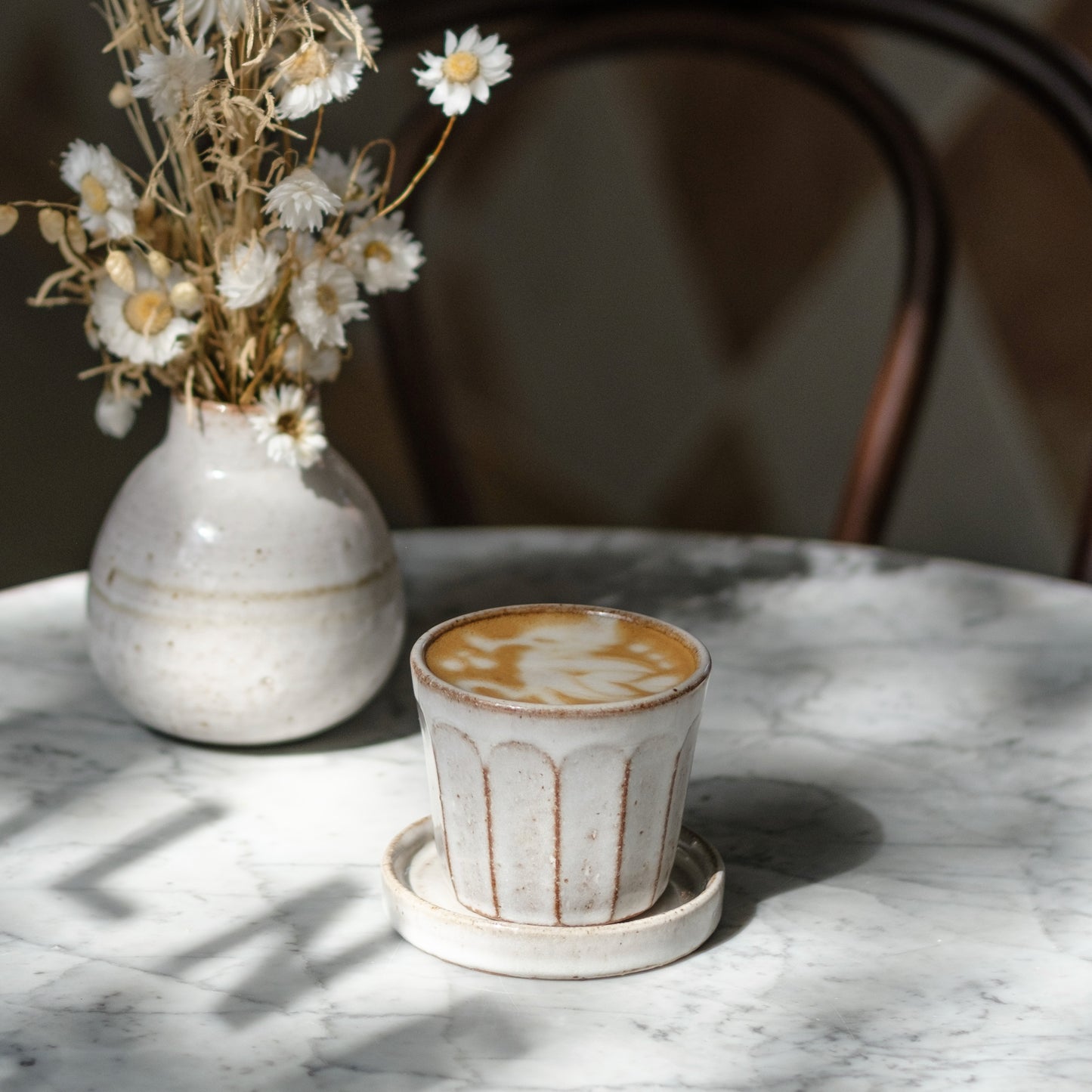 Flat White Cup & Saucer - Oat & White