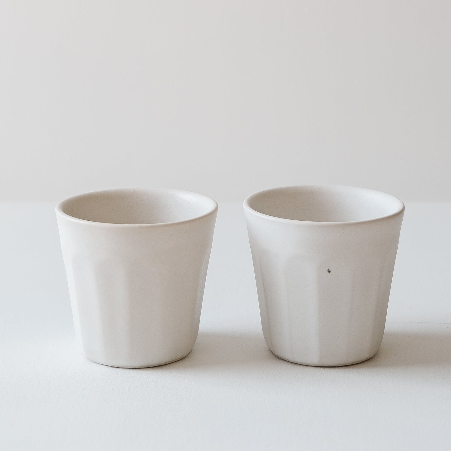 Faceted Matte White Beakers - Set of 2 SECONDS - DOR & TAN