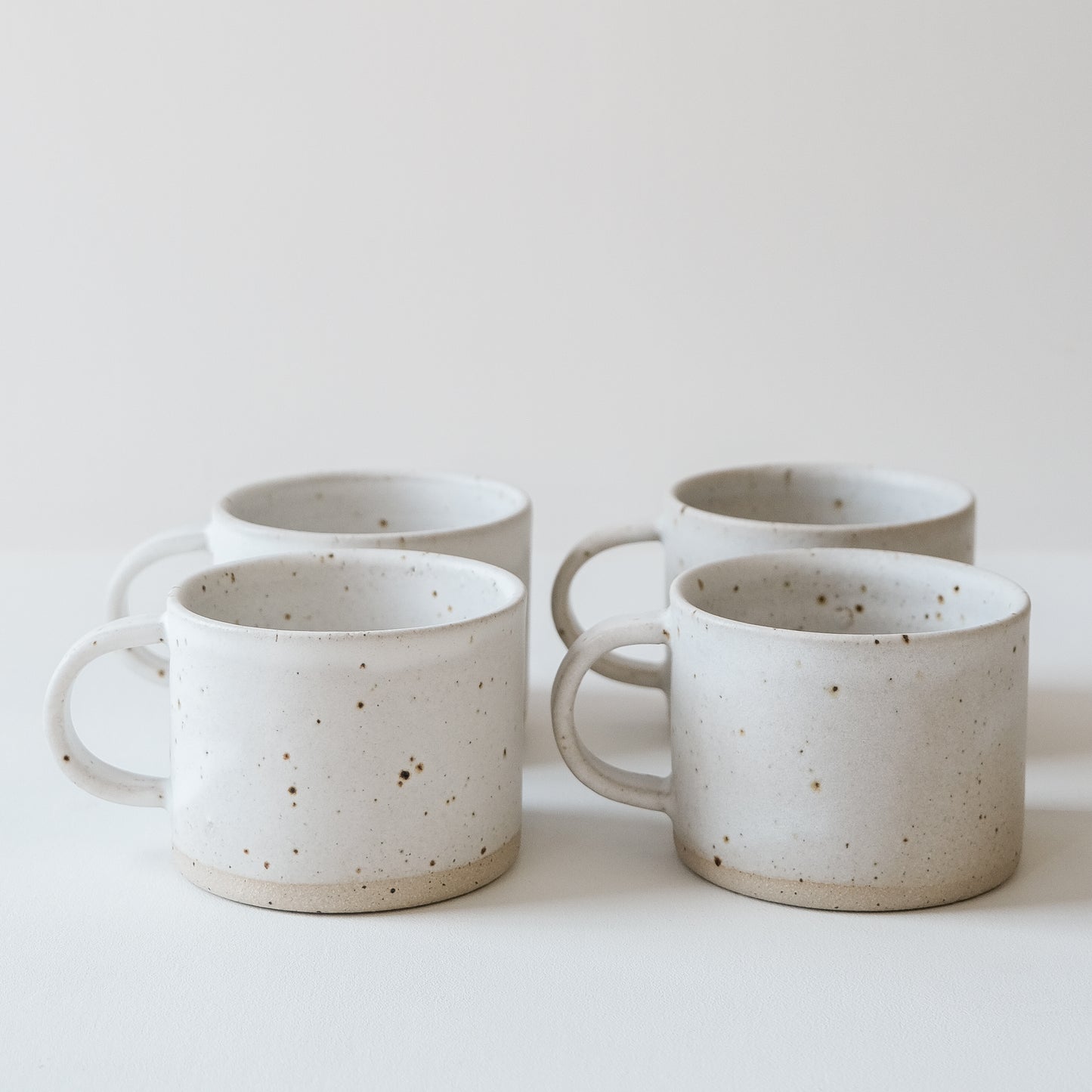 Matte White & Speckled Short Mugs - Set of 4 SECONDS