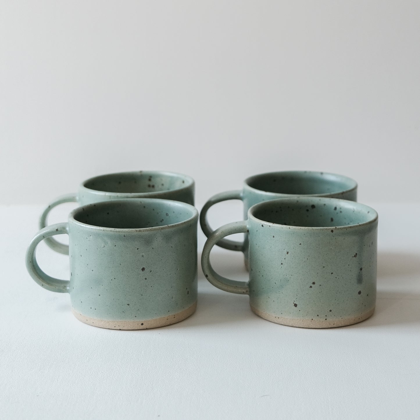 Celadon & Speckled Short Mugs - Set of 4 SECONDS