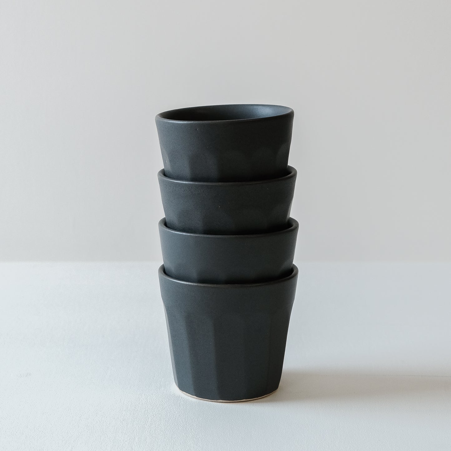Faceted Charcoal Flat White - Set of 4 SECONDS