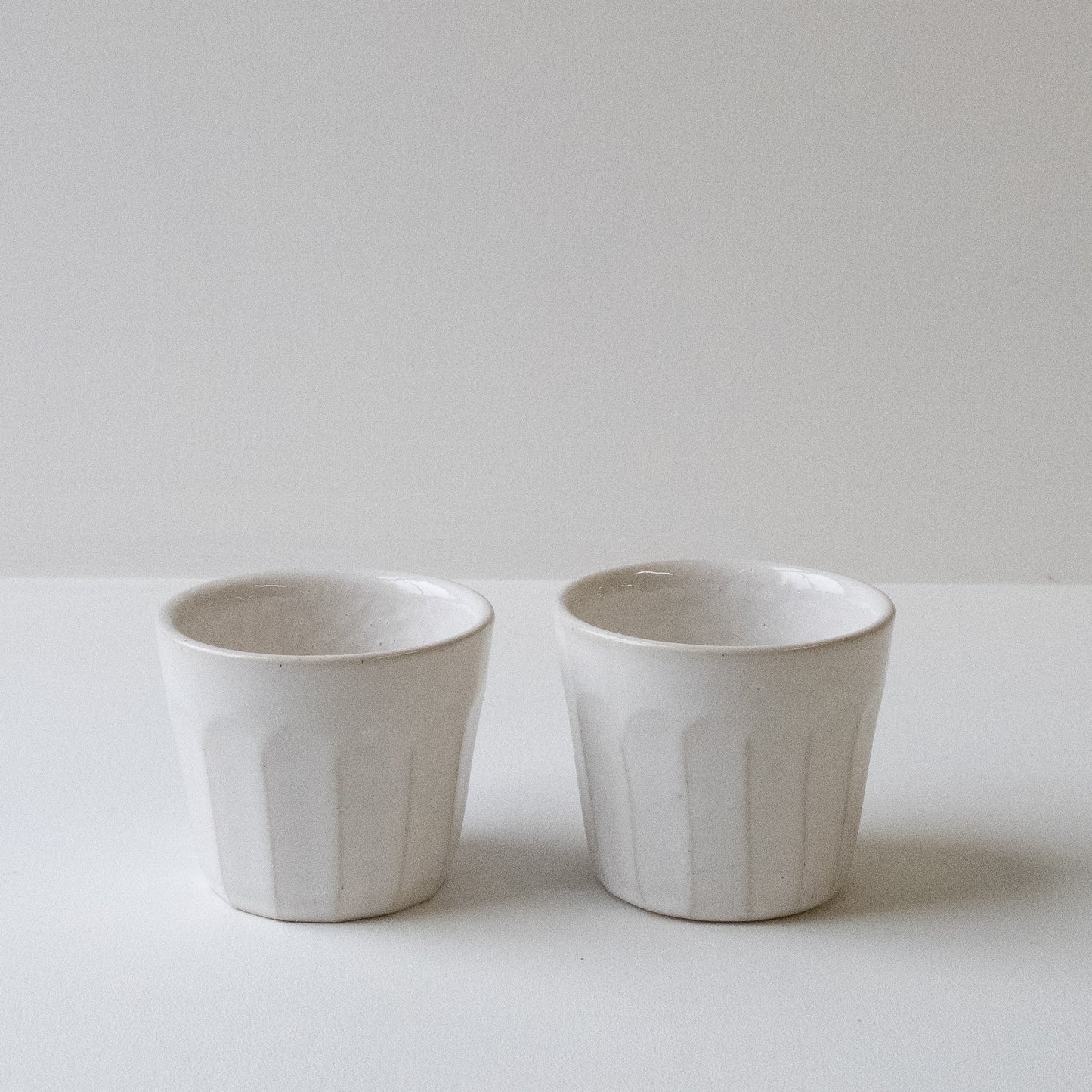 Faceted Gloss White Flat White - Set of 2 SECONDS - DOR & TAN