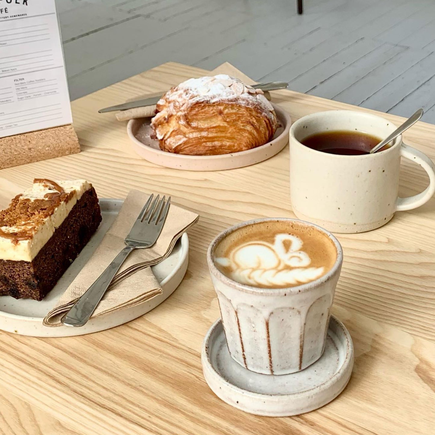 Flat White Cup & Saucer - Oat & White