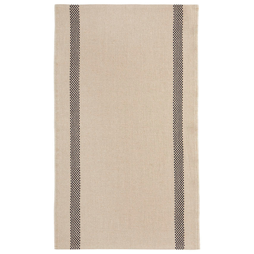 Linen Tea Towel - Chequered Natural & Noir