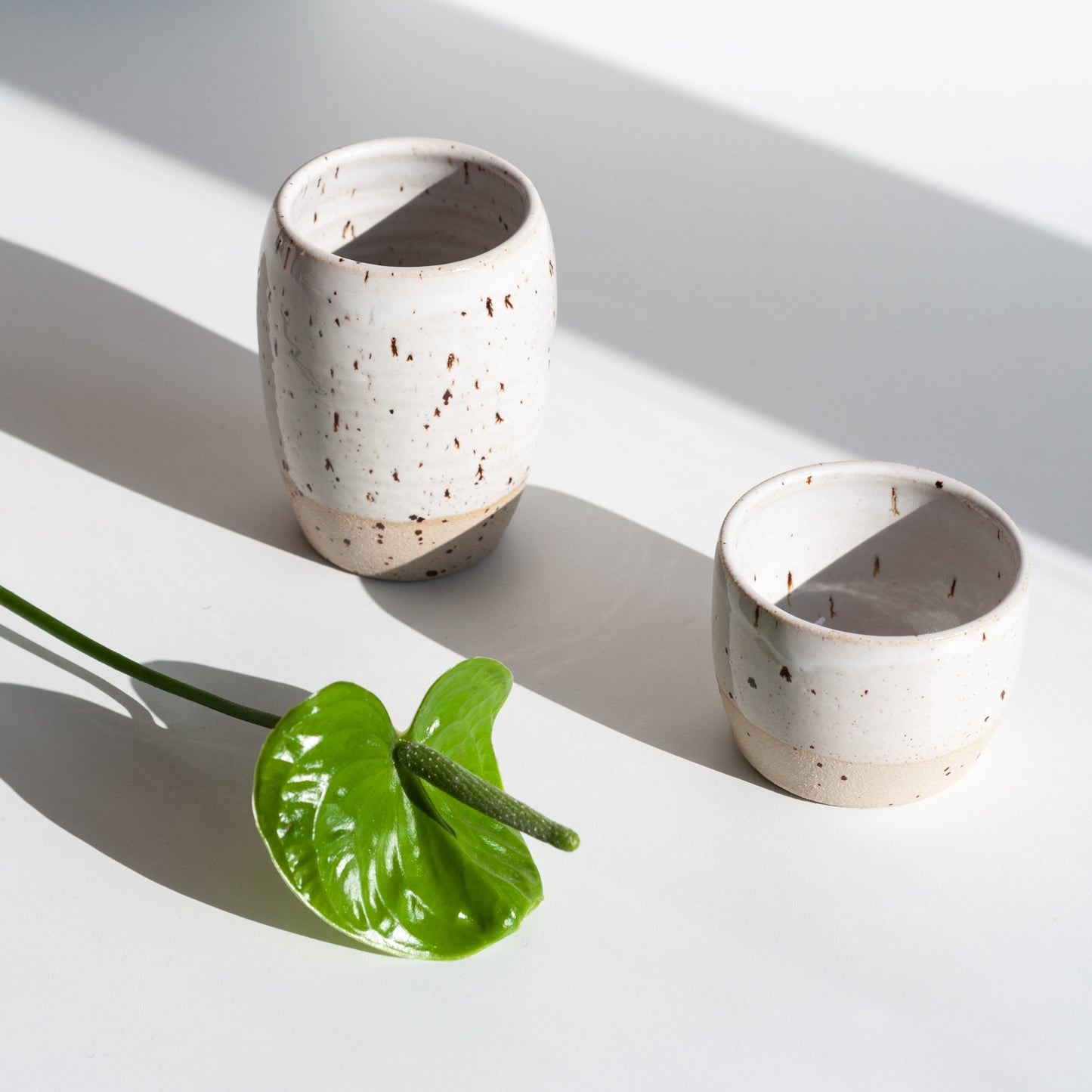 Tea Bowl - Gloss White & Speckled