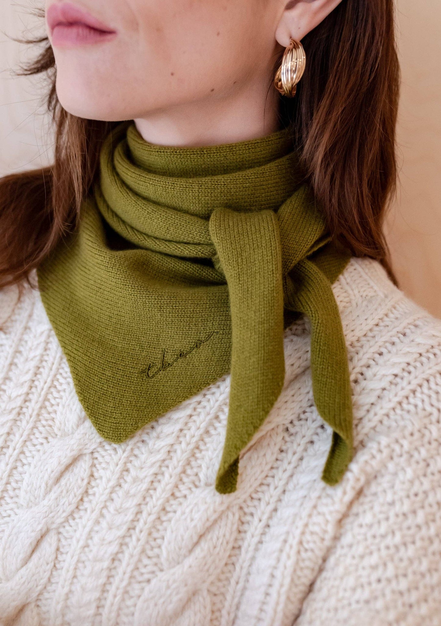 Merino Triangle Scarf - Olive