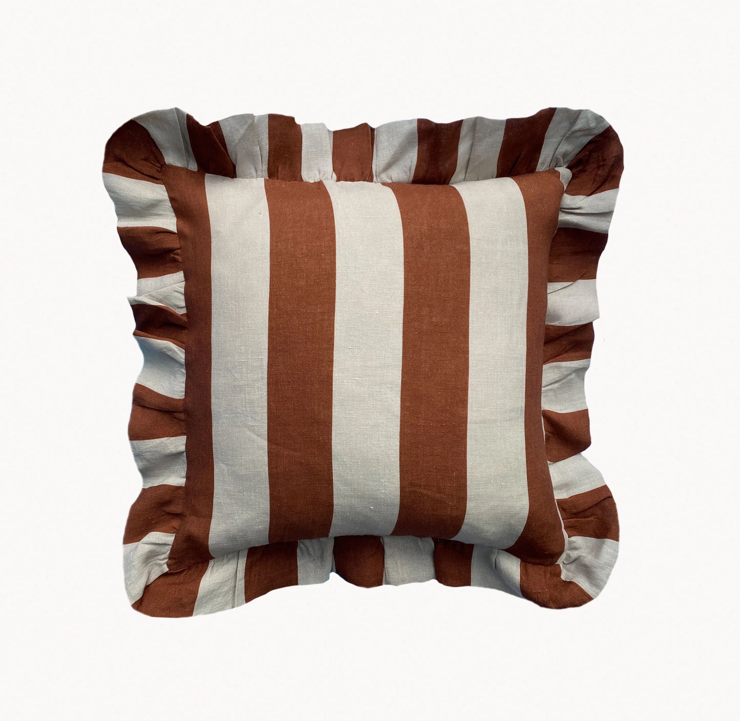 Ruffle Cushion - Cinnamon & Oyster