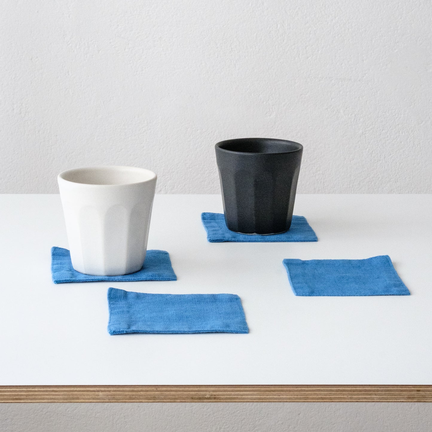 Set of 4 Linen Coasters - Cerulean Blue