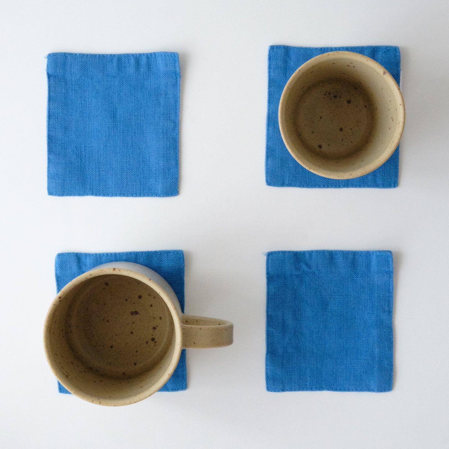 Set of 4 Linen Coasters - Cerulean Blue