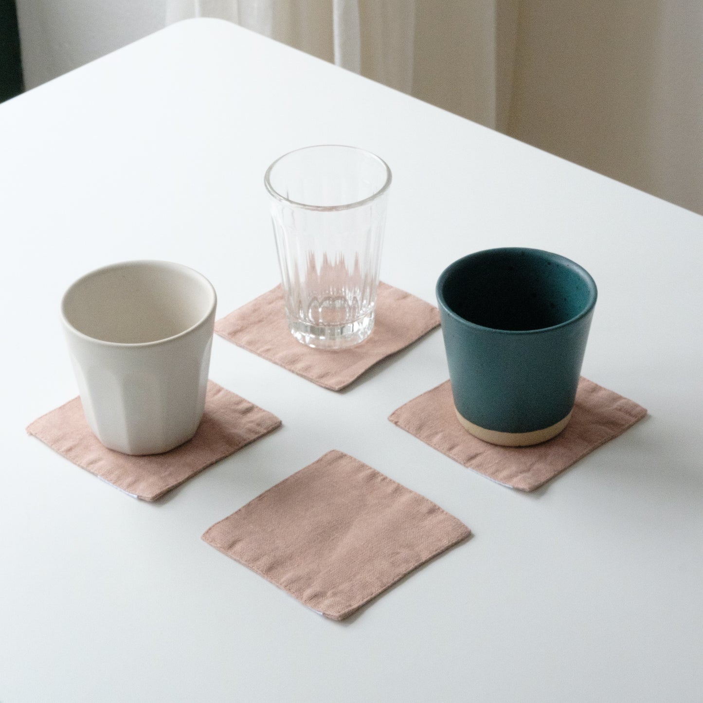Set of 4 Linen Coasters - Chalk Pink