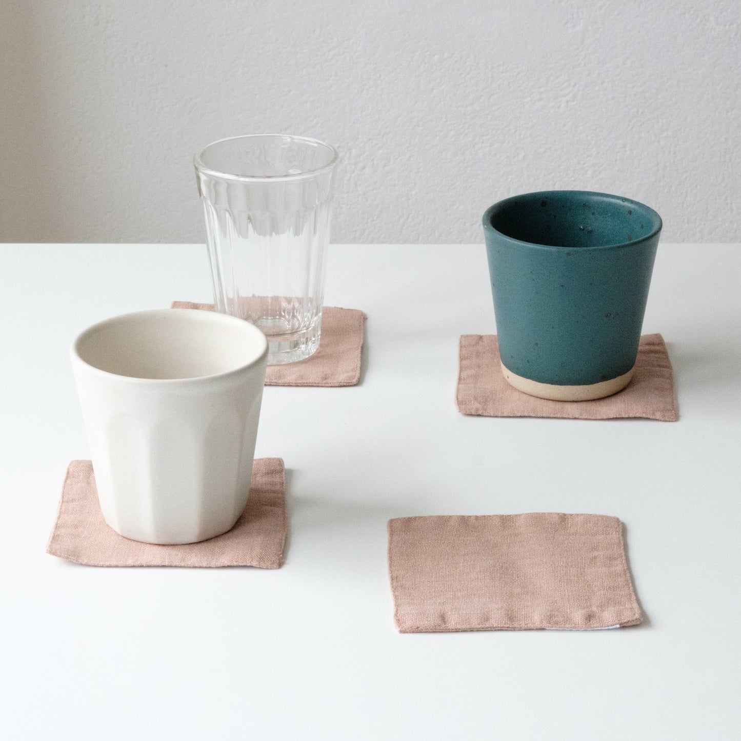 Set of 4 Linen Coasters - Chalk Pink
