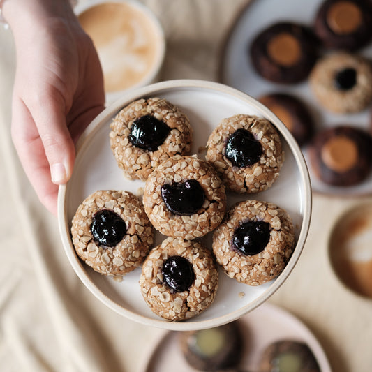 Blueberry Almond Oat Thumbprint Cookies (vegan and vegetarian)