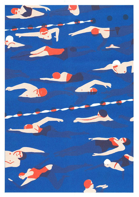 A3 Risograph print - Pool by Virginie Morgand
