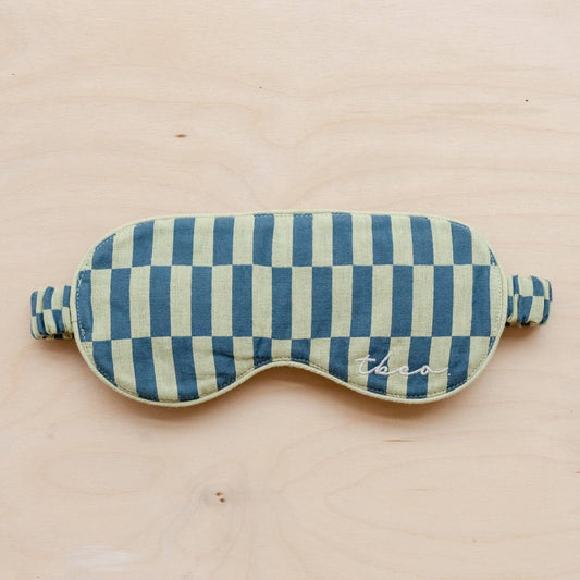 Cotton Eye Mask - Green Checkerboard