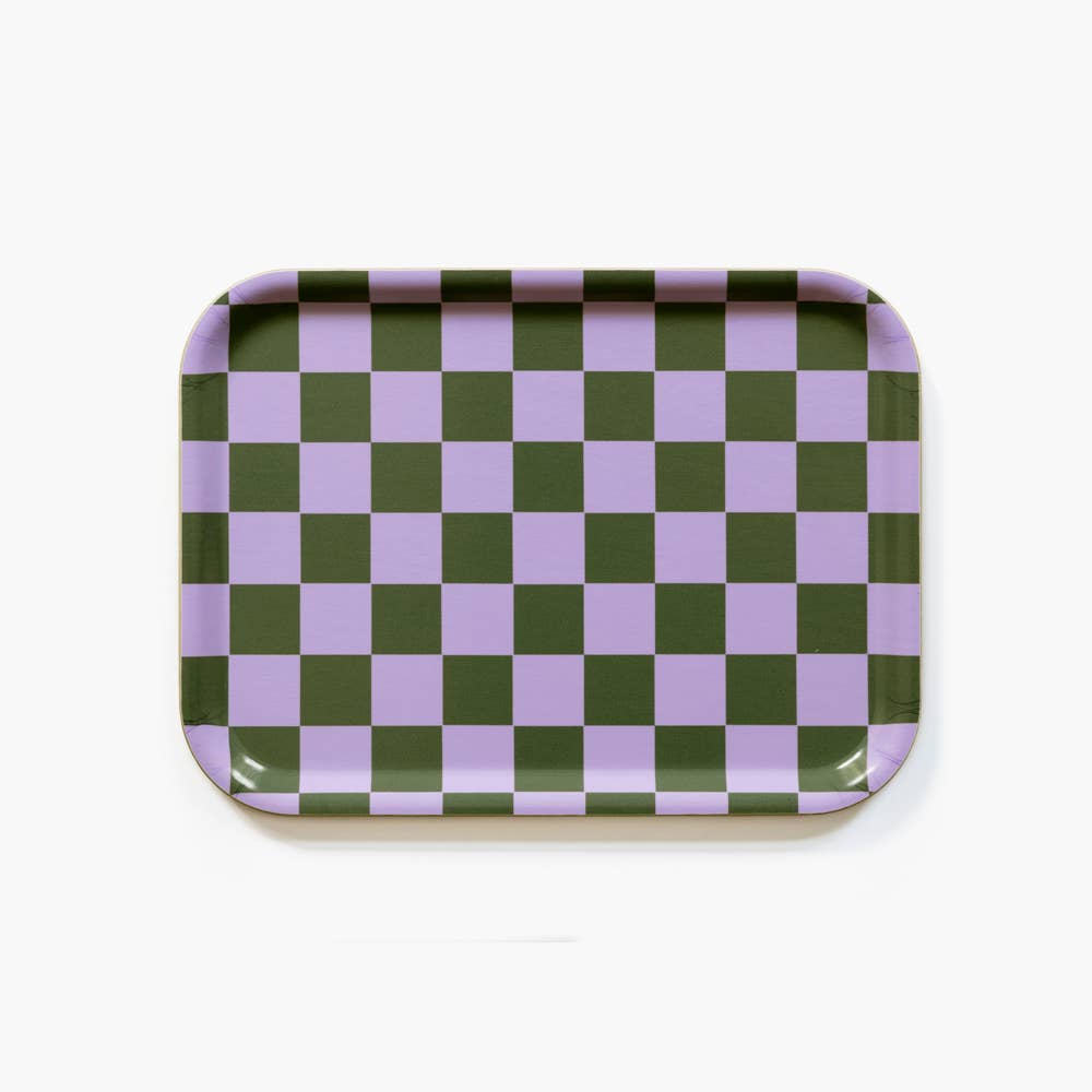 Olive & Lavender - Checkered rectangle serving tray