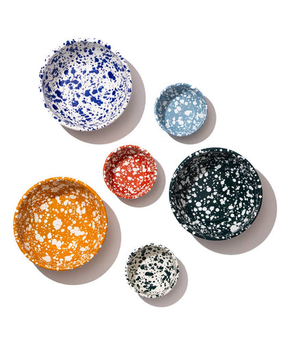 Large Enamel serving Bowl - Yellow and White Splatter