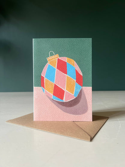 Greeting Card - Christmas Harlequin Bauble