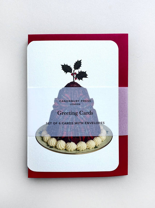 Set of 6 Greeting Cards - Christmas Plum Puddings Mixed
