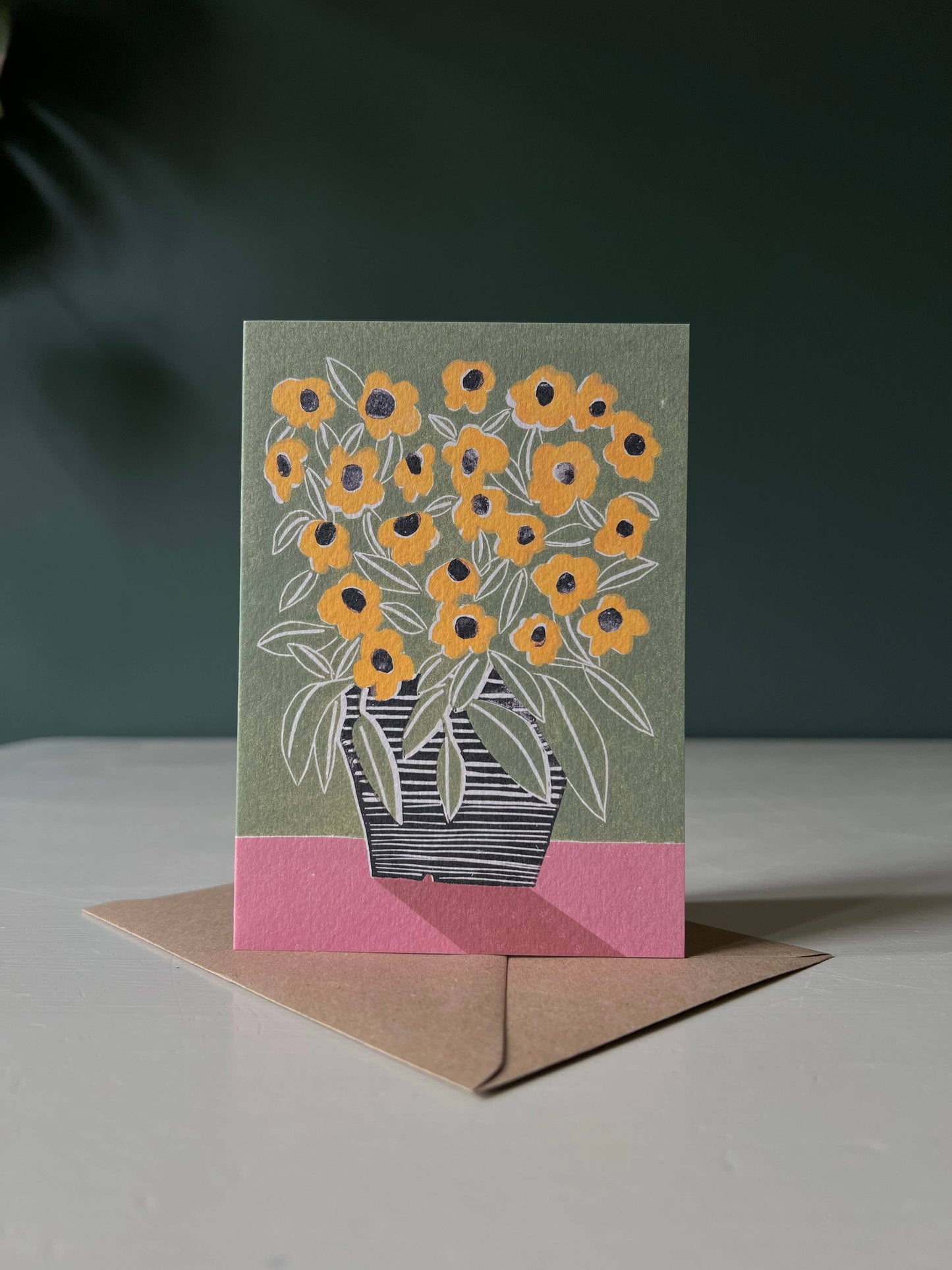 Greeting Card - Yellow flowers in a Vase