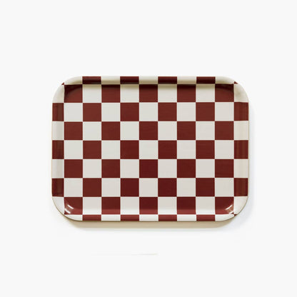Burgundy & Cream - Checkered Serving Tray
