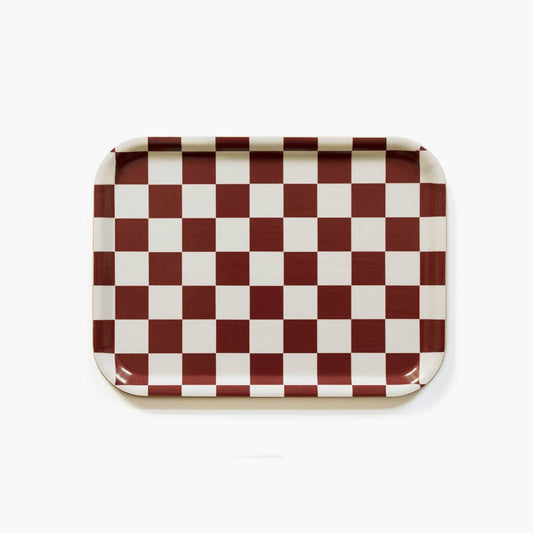 Burgundy & Cream - Checkered Serving Tray
