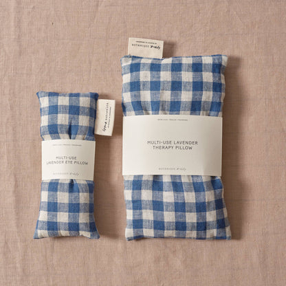 Multi-Use Lavender Eye Pillow - Blue Gingham Linen