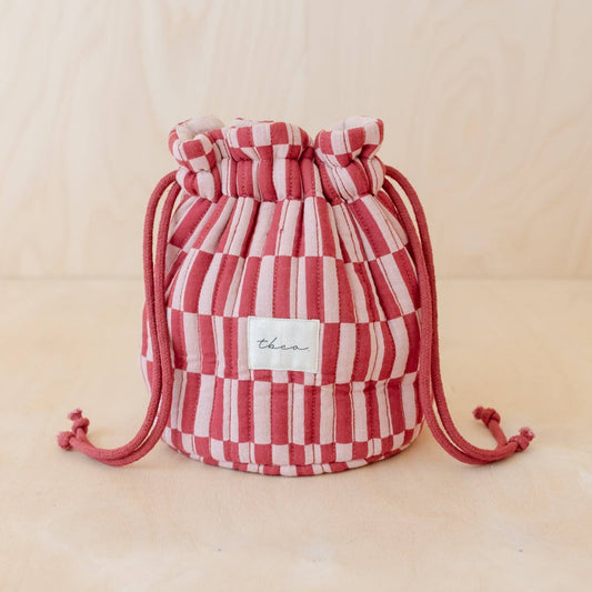 Cotton Wash Bag - Rose Checkerboard