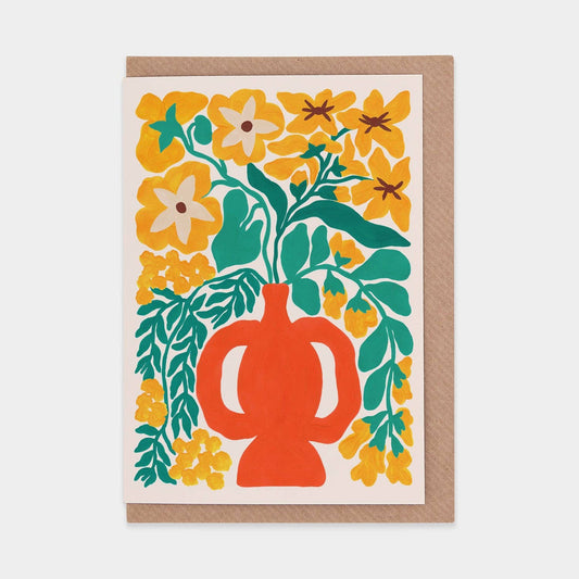 Card - Golden Greetings Orange Vase