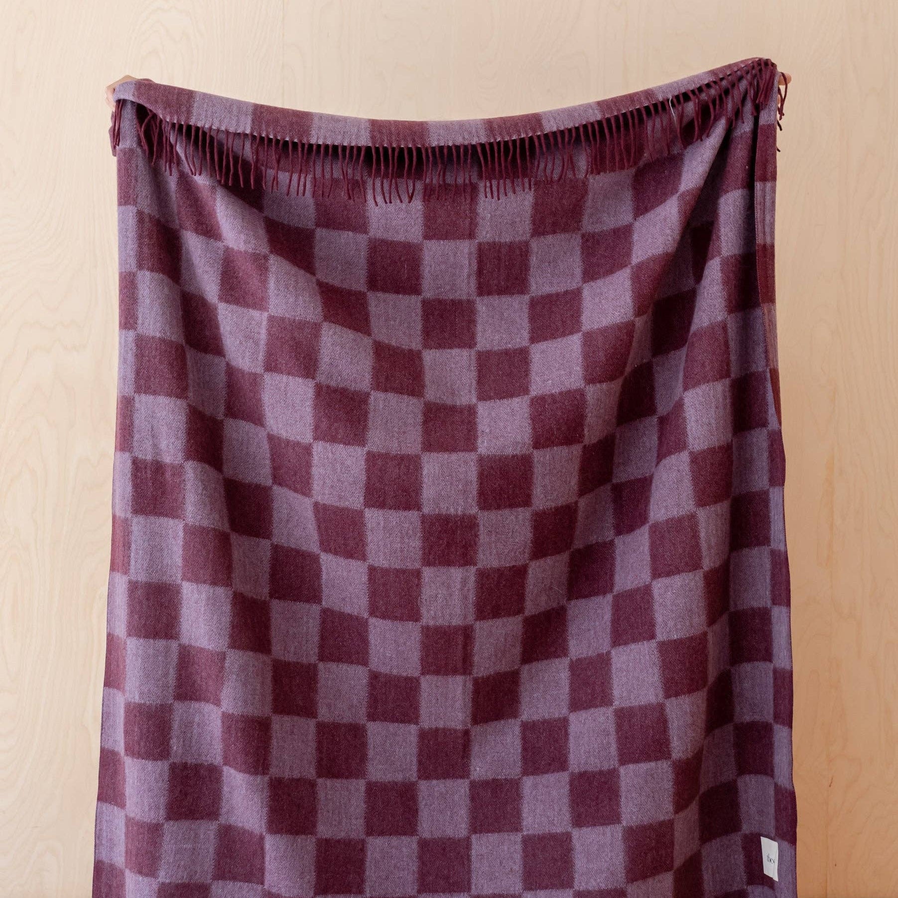 TBCo - Recycled Wool Blanket in Burgundy & Lilac Checkerboard - DOR & TAN