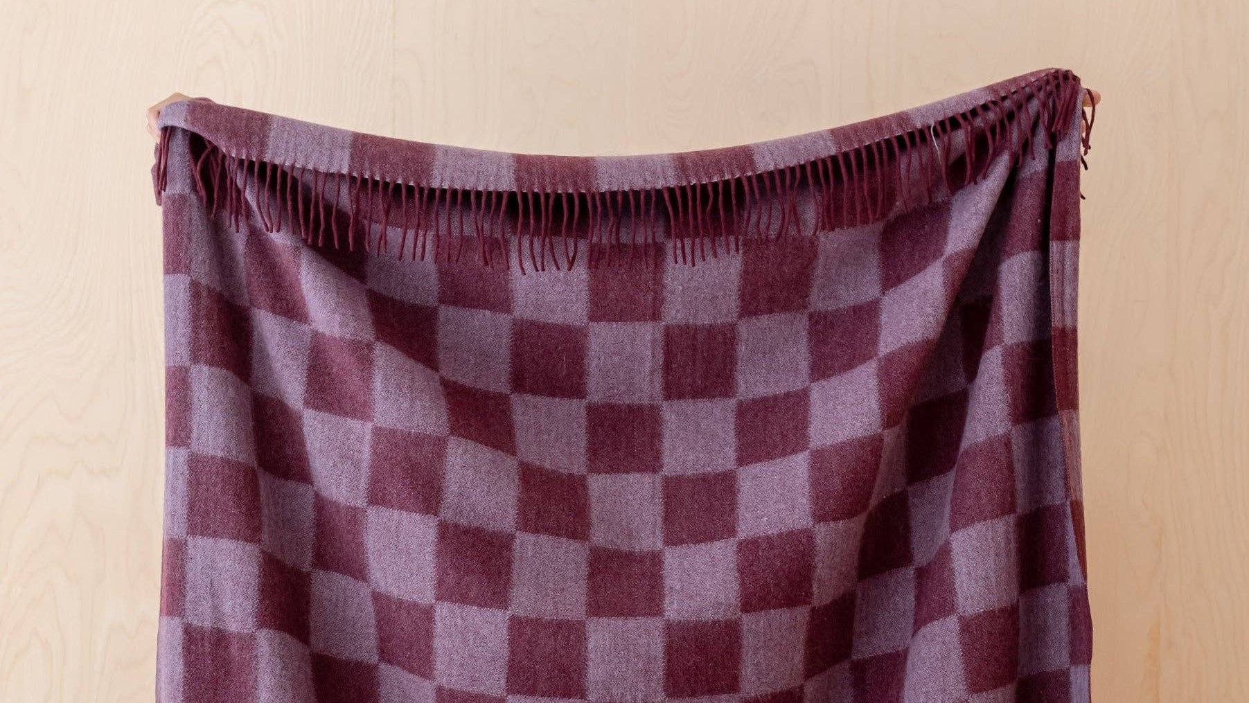 TBCo - Recycled Wool Blanket in Burgundy & Lilac Checkerboard - DOR & TAN
