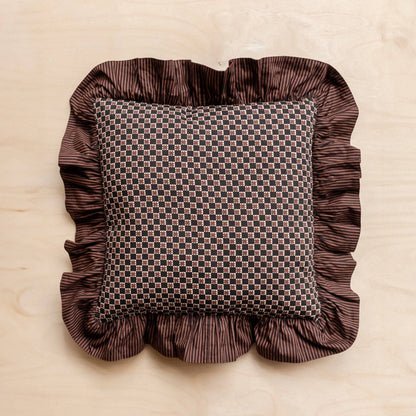 Cotton Cushion Cover - Brown Celestial & Stripe