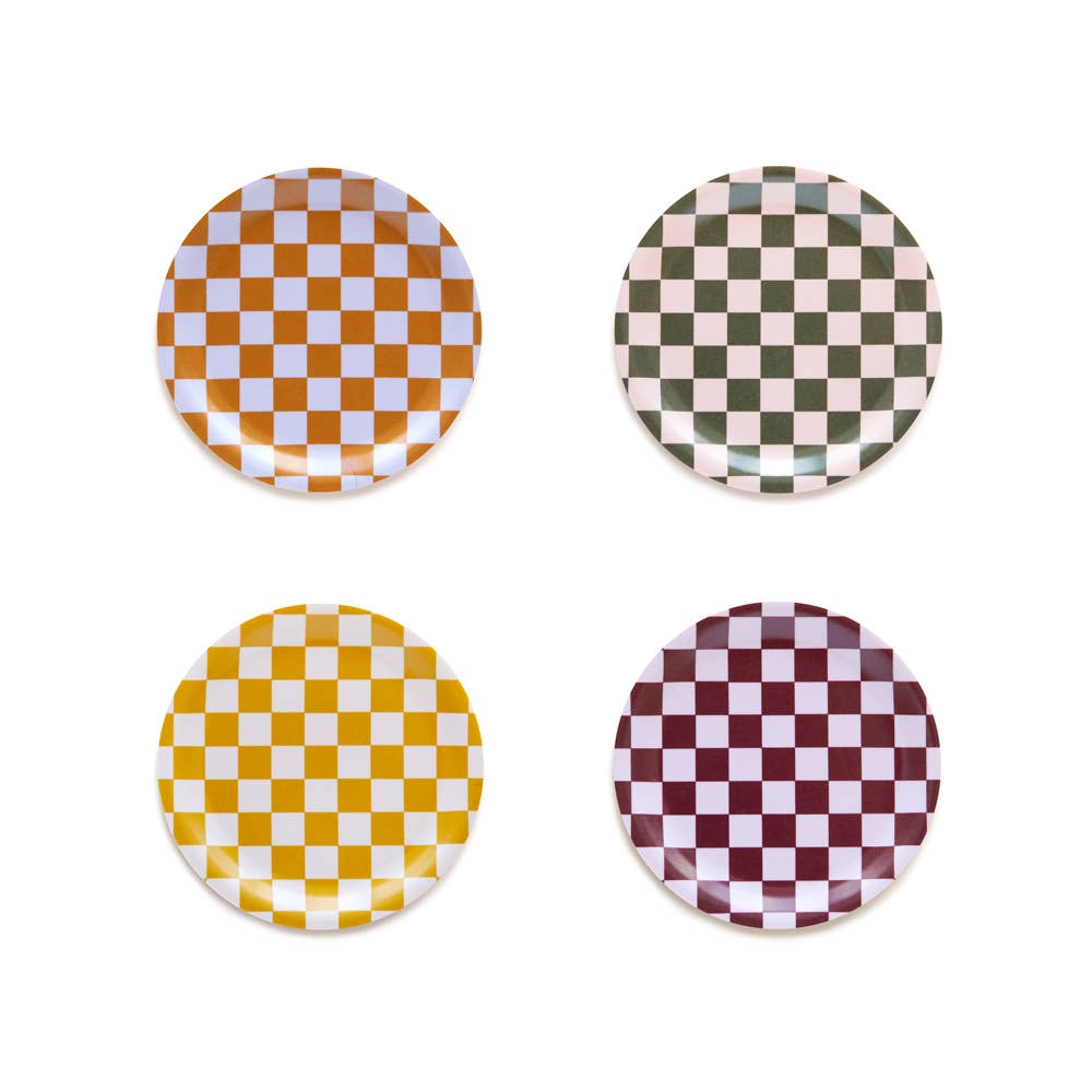 Set of 4 Coasters - Warm Checker Mix