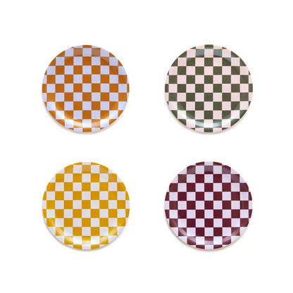 Set of 4 Coasters - Warm Checker Mix