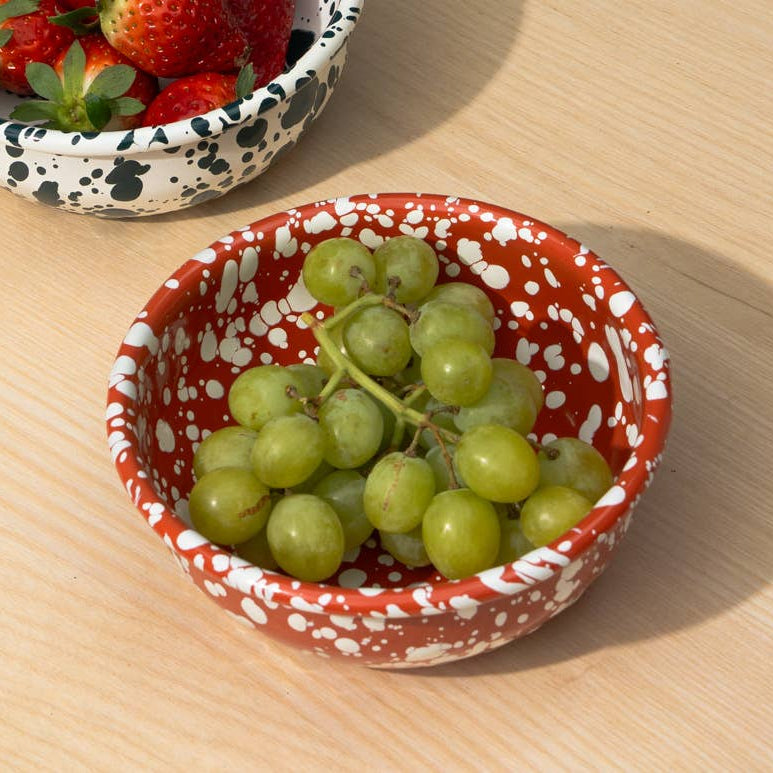 Enamel small bowl - Terracotta and White Splatter