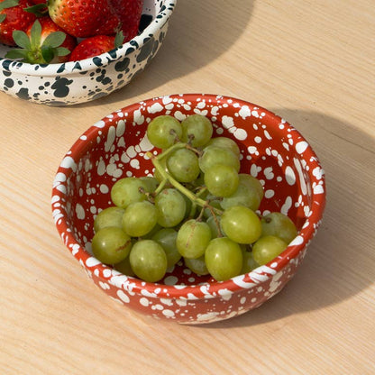Enamel small bowl - Terracotta and White Splatter