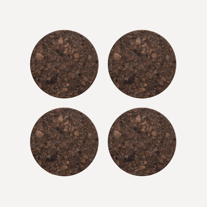 Round Natural Dark Cork Coasters - Set of 4