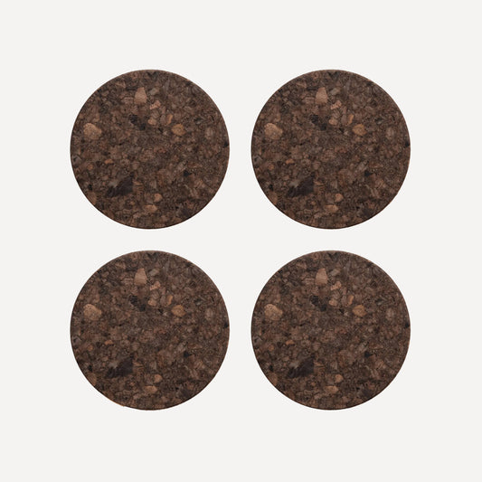 Round Natural Dark Cork Coasters - Set of 4