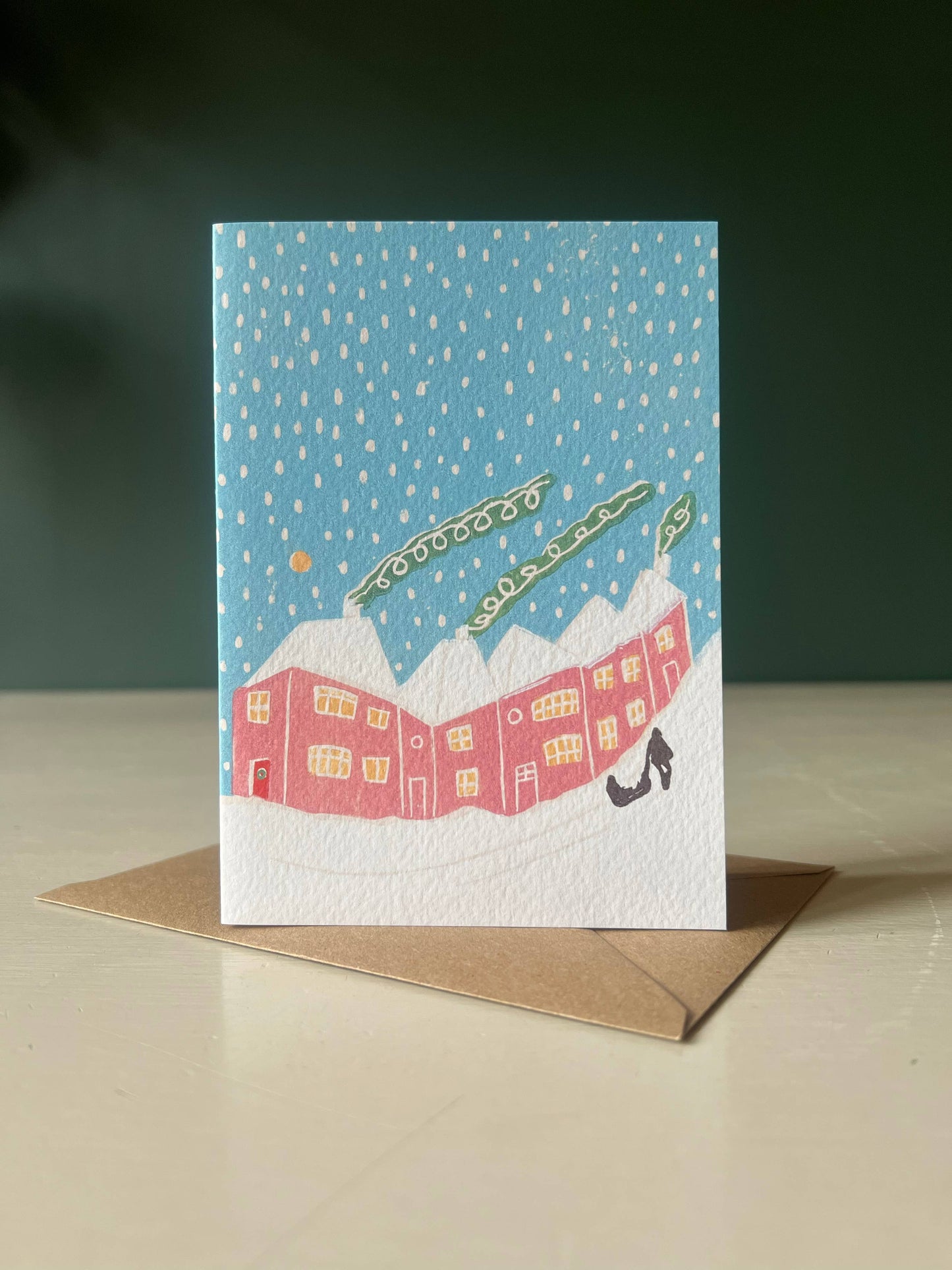 Greeting Card - Snowy Street at Christmas