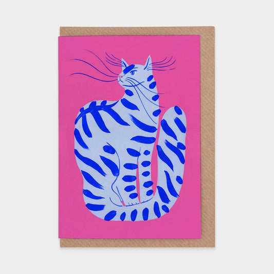 Card - Cat with Stripes Pink