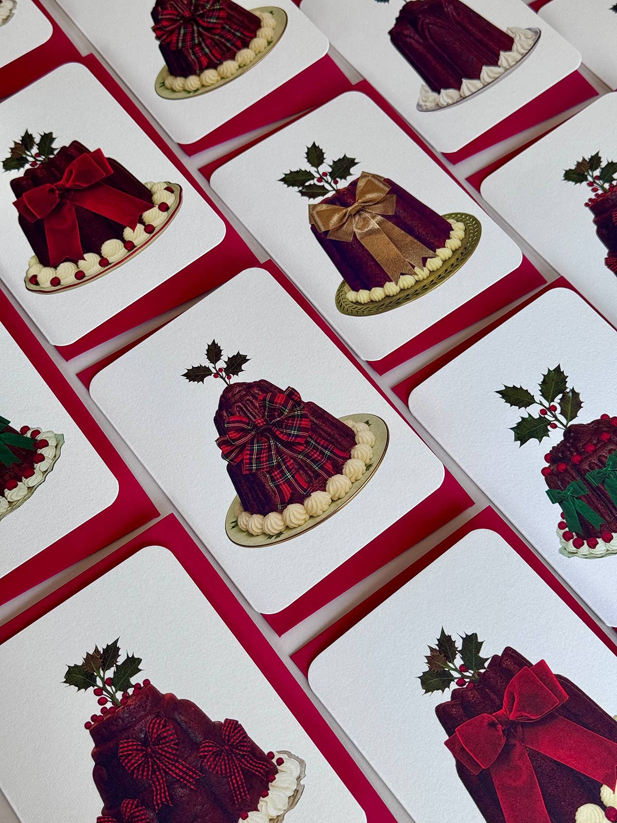 Set of 6 Greeting Cards - Christmas Plum Puddings Mixed