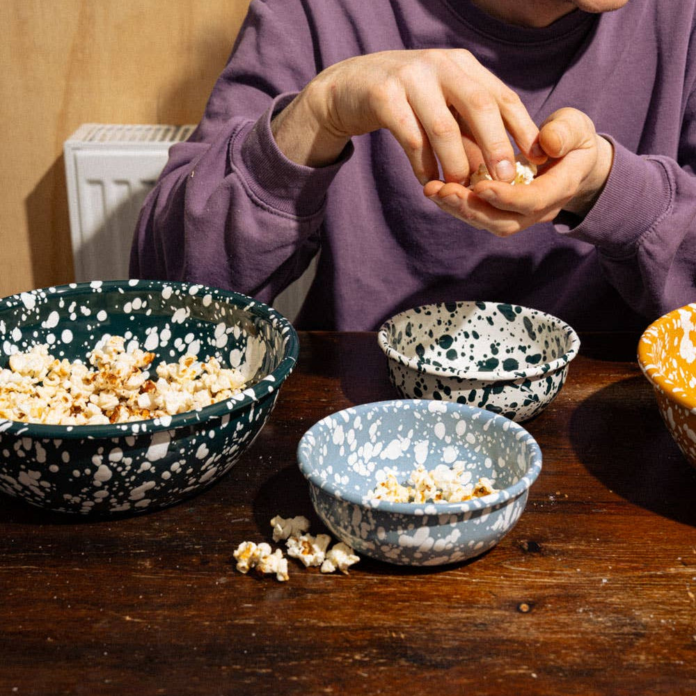 Enamel small bowl - Blue and White Splatter