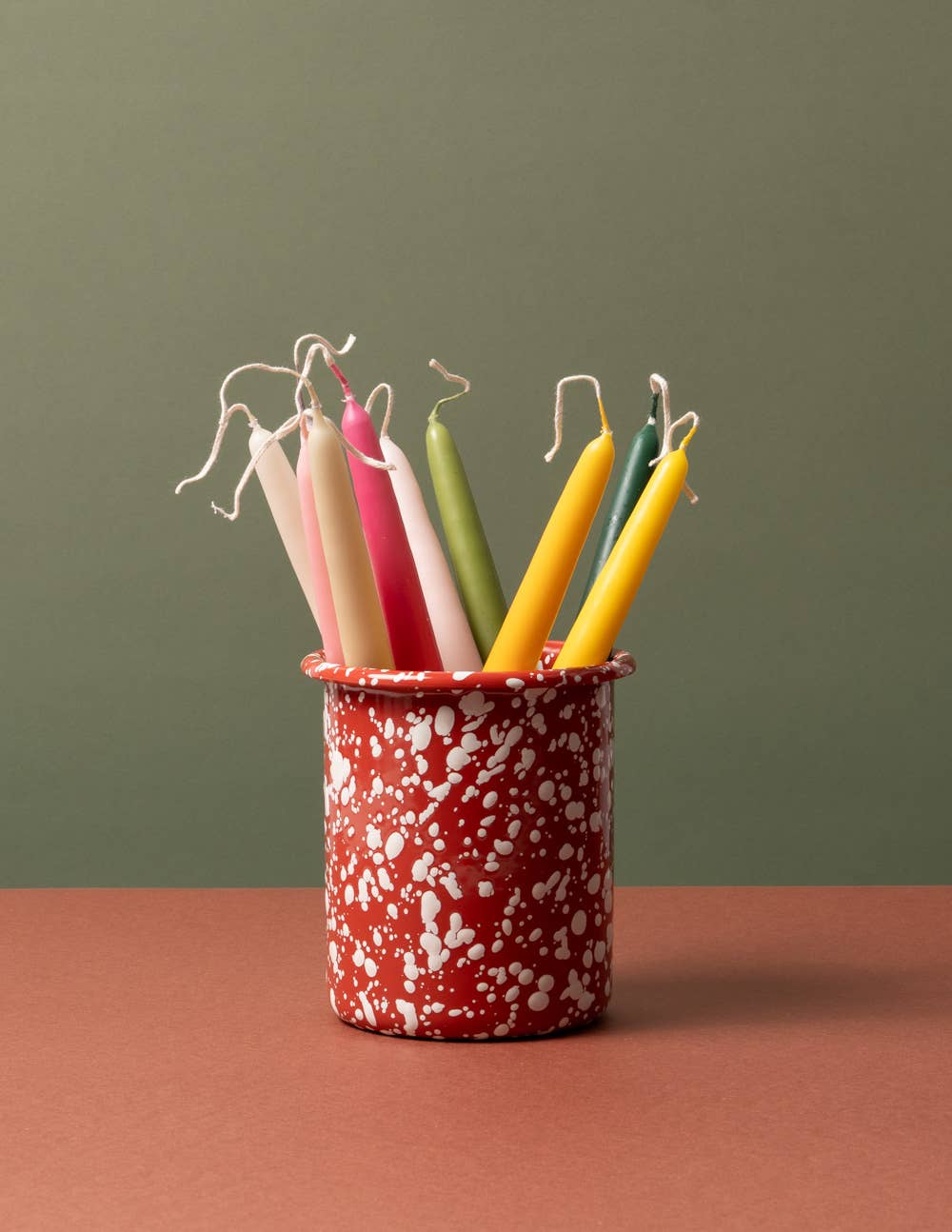 Enamel Utensil Pot - Red and White Splatter