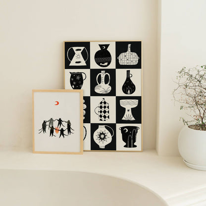 A5 Giclée Print - Black & White Pots